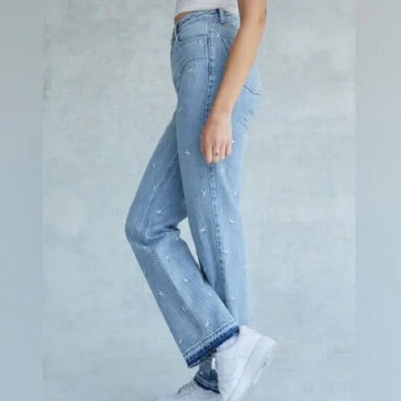 Playboy x Pacsun Raining Bunnies Sz 27 90’s Boyfriend Drop Hem Jeans 100% Cotton - Picture 8 of 8